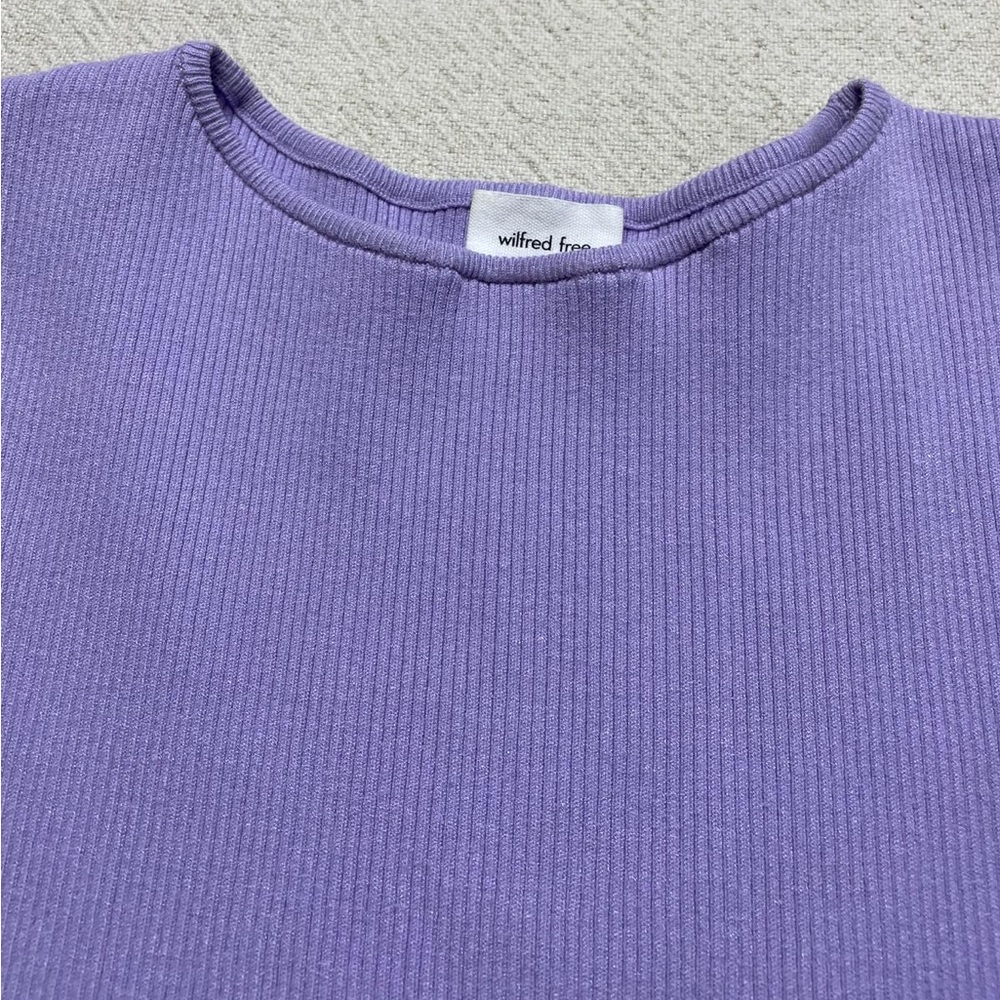 Aritzia Wilfred Cut Out Lavender Pastel Purple Ribbed Mini Dress XS - Picture 4 of 6